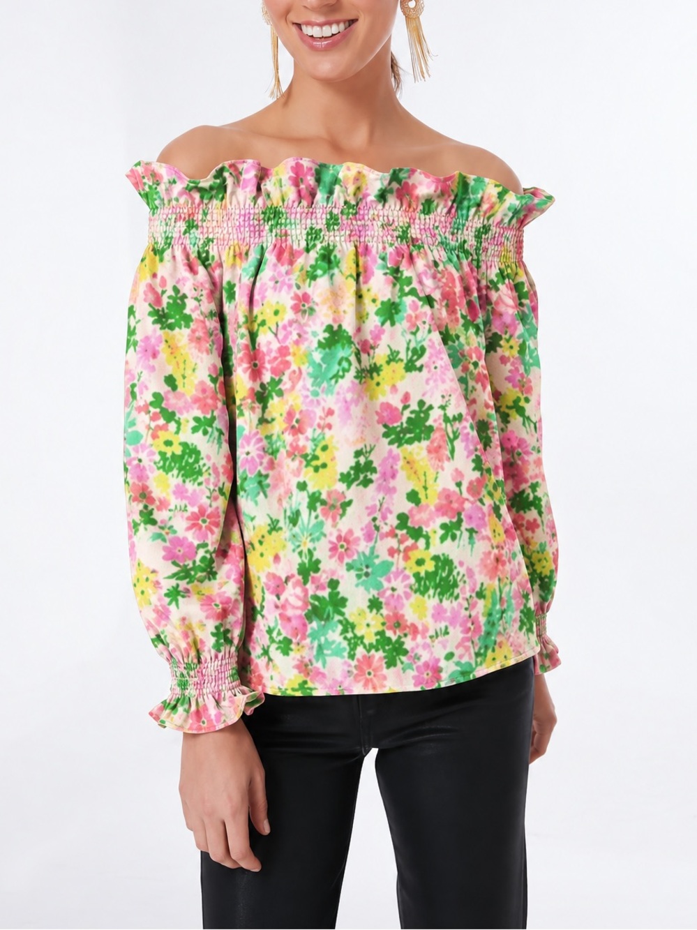 Tuckernuck • Marguerite floral smocked off shoulder top